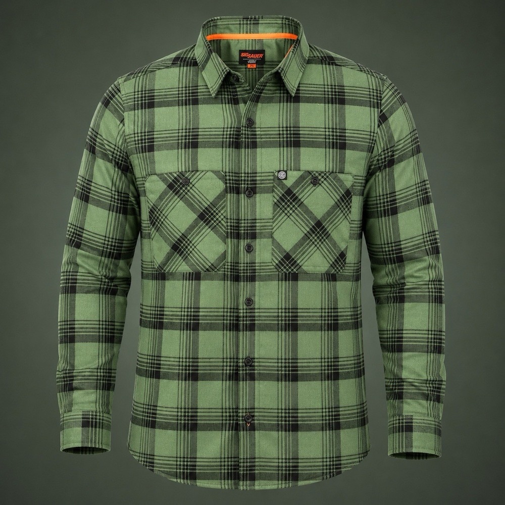 Sig Sauer Deadeye Scott Technical Flannel Men's XL Button Up Shirt Green Plaid